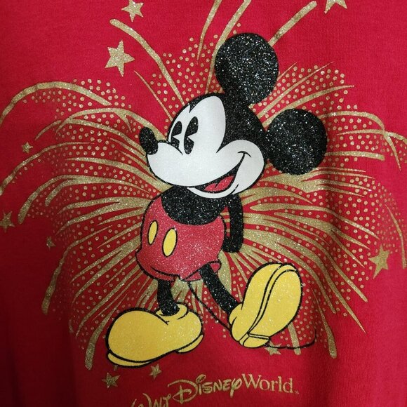 Disney Parks Disneyland Resort 2X Mickey Mouse Firework Crew Neck Tee Red - Picture 3 of 4